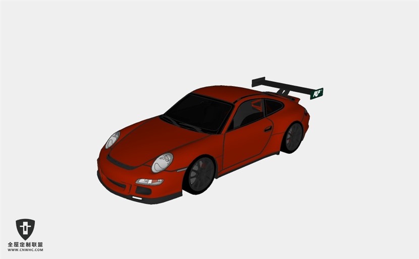 保时捷轿车汽车Porsche 911红色敞篷跑车赛车SketchUp模型库草图大师模型下载