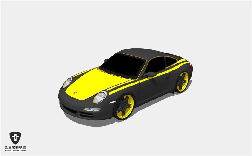 保时捷轿车汽车2007_Porsche_Carrera S跑车SketchUp模型库草图大师模型下载