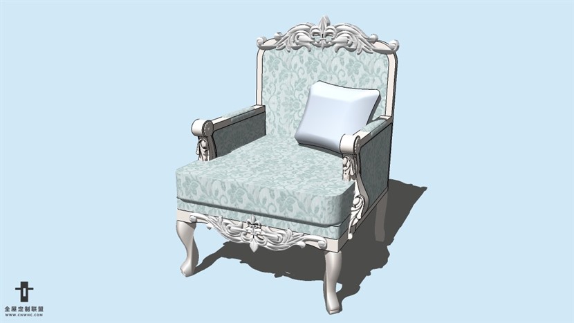 SketchUp草图大师精品欧式椅子模型下载-ArmChair-098SKP模型