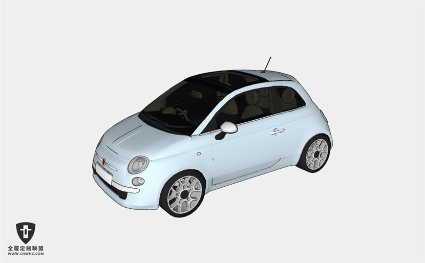 菲亚特轿车Improved Fiat 500两厢小轿车 SketchUp模型库草图大师模型下载