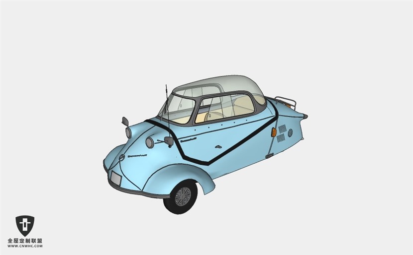 宝马迷你汽车Mini Messerschmitt KR200老爷车轿车SketchUp模型库草图大师模型下载