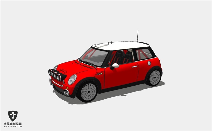 宝马迷你汽车Mini Cooper S,  Rally 2005轿车SketchUp模型库草图大师模型下载