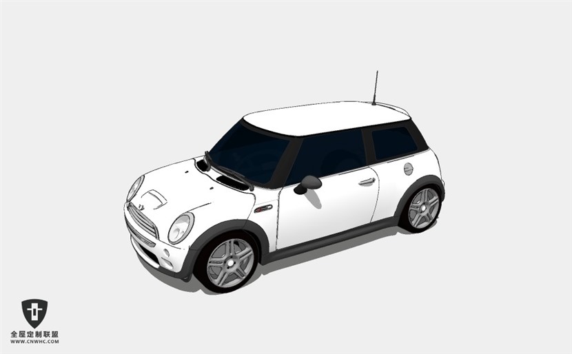 宝马迷你汽车Mini Cooper S White轿车SketchUp模型库草图大师模型下载