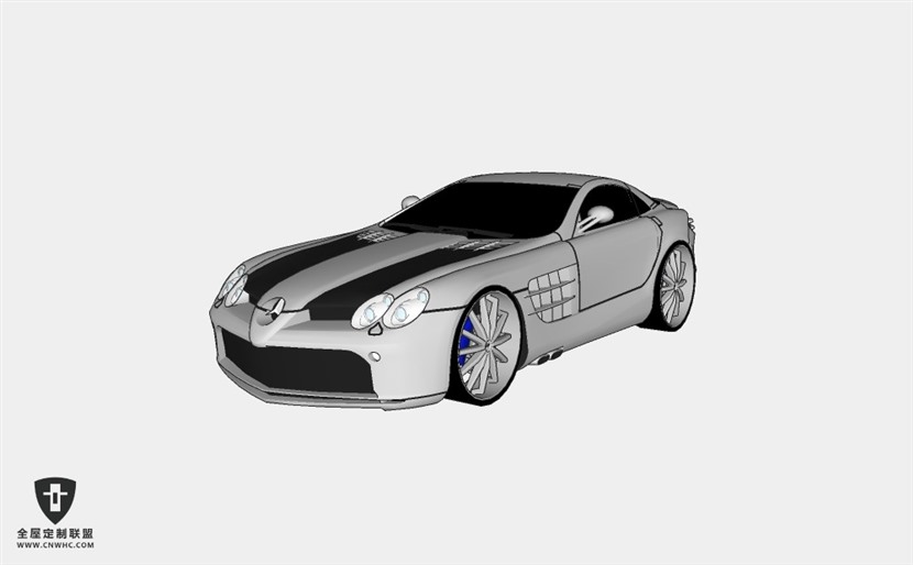 奔驰轿车超跑Modified Mercedes-Benz SLR McLaren跑车 SketchUp模型库草图大师模型下载