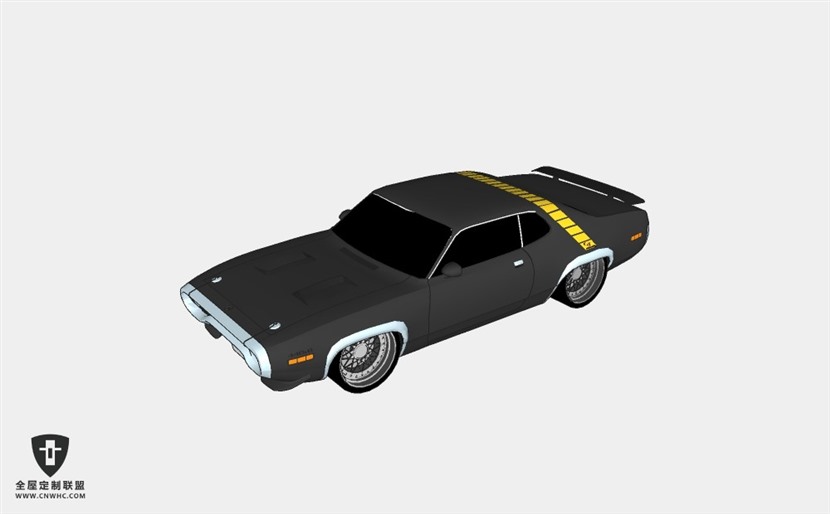 普利茅斯轿车超跑Modified Plymouth Roadrunner 跑车 SketchUp模型库草图大师模型下载