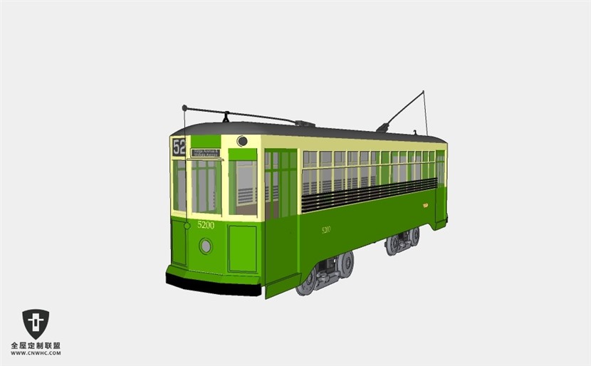 交通工具PTC J有轨电车火车SketchUp模型库草图大师模型下载