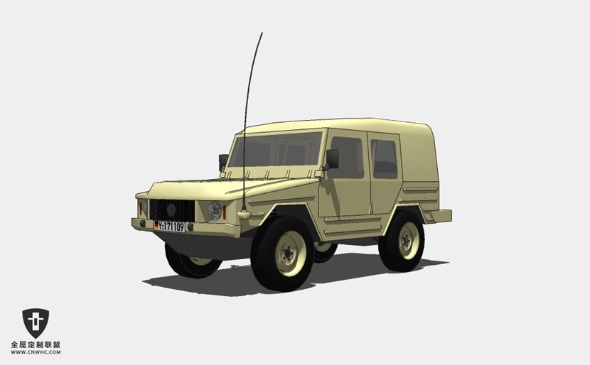 德国大众汽车VW Iltis 军用警用越野车 SketchUp模型库草图大师模型下载