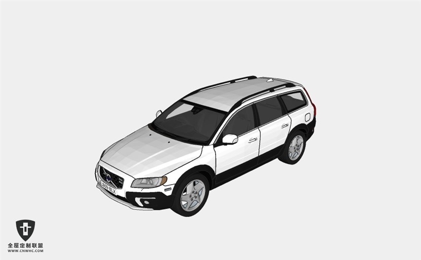 沃尔沃汽车Volvo XC70 unmarked police traffic car SUV越野轿车SketchUp模型库草图大师模型下载