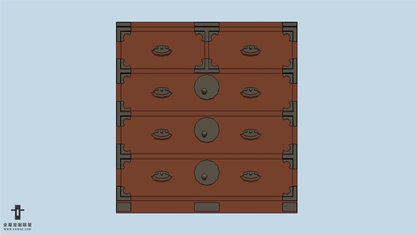 SketchUp草图大师中式风格家具边柜SU模型下载-068