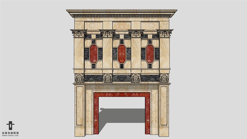 SketchUp草图大师建筑构壁炉建模型下载-012SKP模型