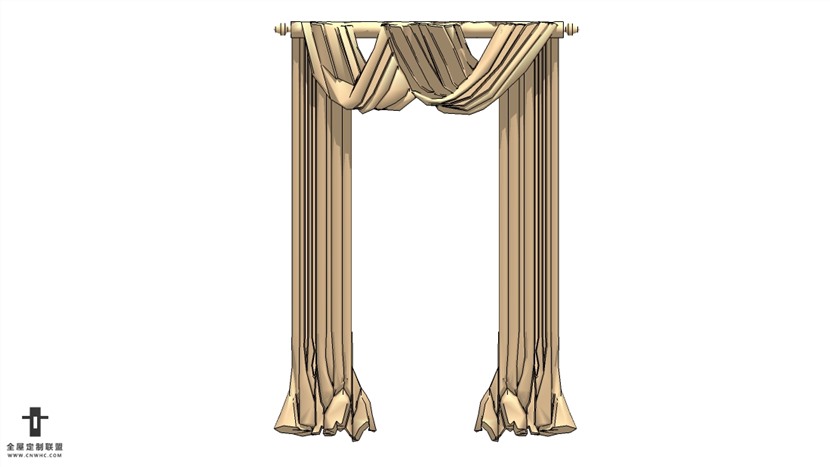 SketchUp草图大师布艺欧式窗帘模型下载-013SKP模型
