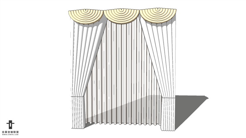 SketchUp草图大师布艺欧式窗帘模型下载-022SKP模型