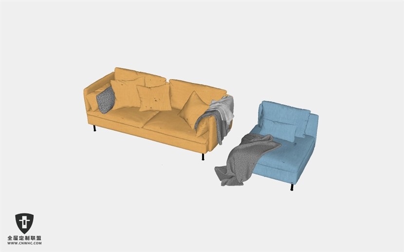 家具组合沙发SketchUp模型库草图大师模型下载Sofa-004