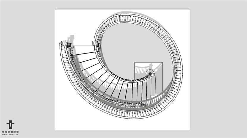 SketchUp草图大师建筑构楼梯模型下载-003SKP模型