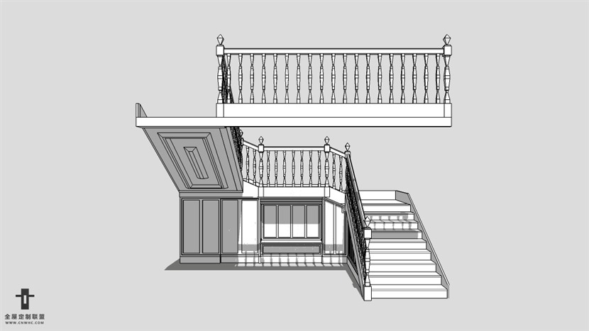 SketchUp草图大师建筑构楼梯模型下载-005SKP模型