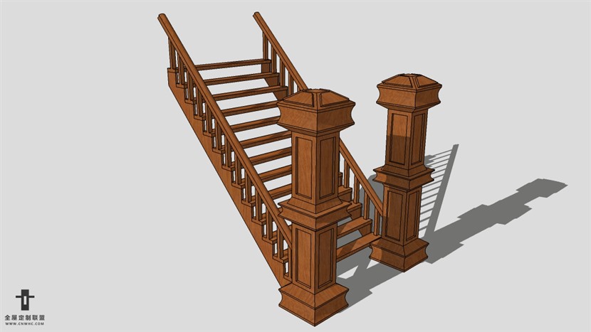 SketchUp草图大师建筑构楼梯模型下载-008SKP模型