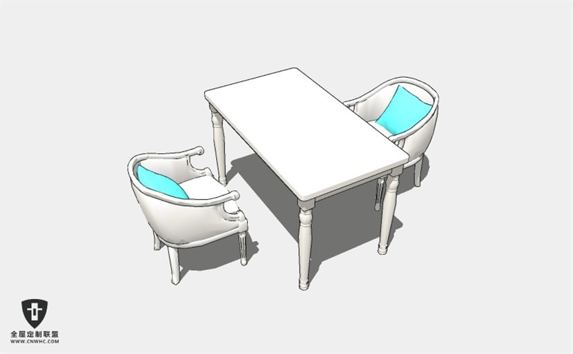 餐厅家具餐桌椅字组合组合SketchUp模型库草图大师模型下载132