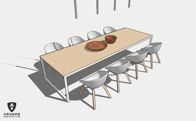 餐厅家具餐桌椅字组合组合SketchUp模型库草图大师模型下载133