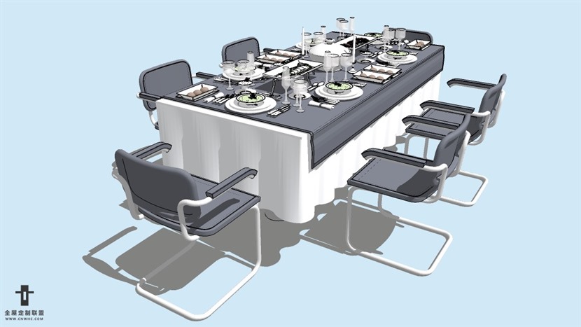 SketchUp精品桌子椅子模型草图大师桌椅组合模型下载-038SKP模型