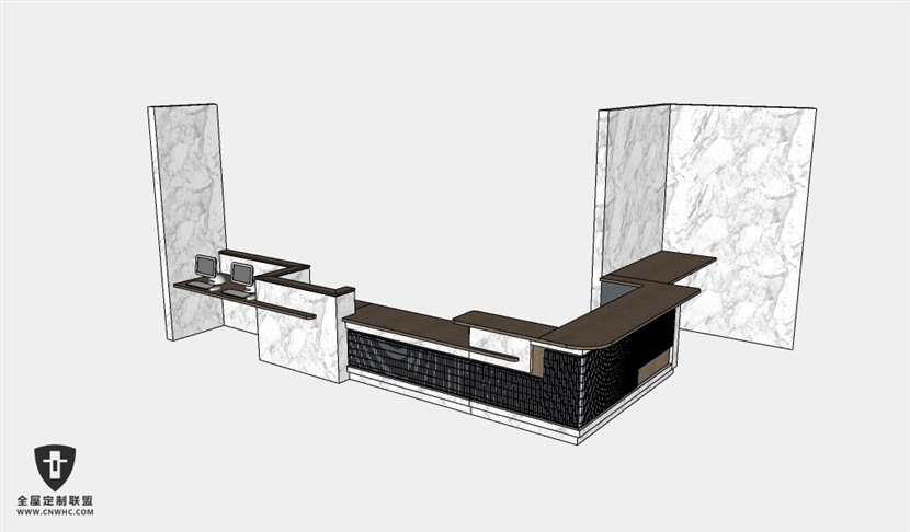 公司办公家具前台接待台服务台SketchUp模型库草图大师模型下载032