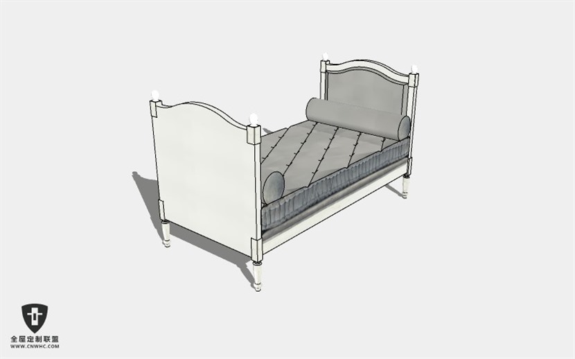 卧室家具单人床SketchUp模型库草图大师模型Bed-014