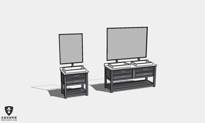 浴室卫浴设备卫浴镜子卫浴柜SketchUp模型库草图大师模型下载033