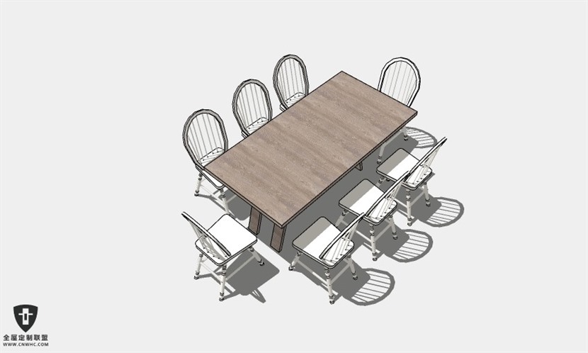 地中海风格餐桌椅子组合SketchUp模型库草图大师模型下载002