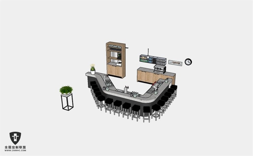 餐厅家具吧台吧凳吧椅组合SketchUp模型库草图大师模型下载013