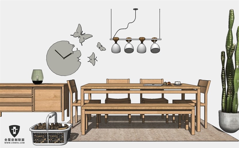 SketchUp草图大师日式风格餐厅软装家具模型下载0038