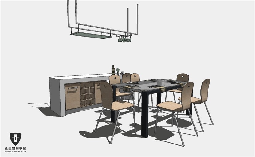 SketchUp草图大师现代简约风格餐厅软装家具模型下载0042