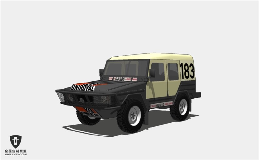 德国大众汽车1980 VW Iltis Rallye Oasis越野车装甲车 SketchUp模型库草图大师模型下载