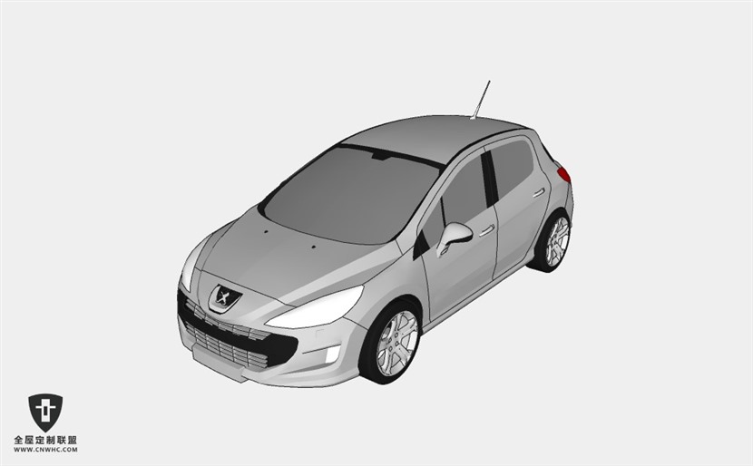 法国标志轿车2008 Peugeot 308 (Low Poly)小汽车 SketchUp模型库草图大师模型下载