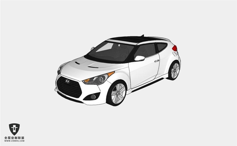 韩国现代汽车2013 Hyundai Veloster Turbo运动型轿车SketchUp模型库草图大师模型下载