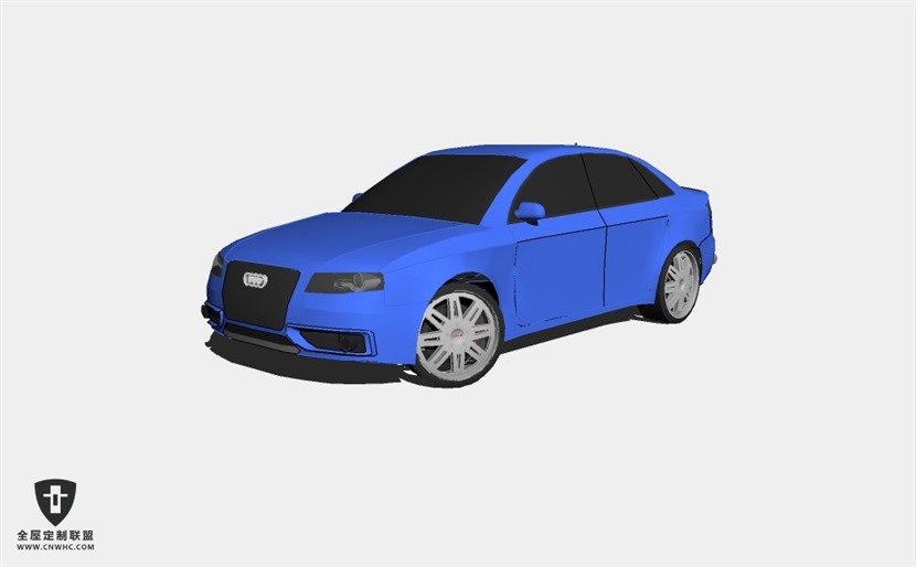 蓝色奥迪轿车汽车Audi A4 SketchUp模型库草图大师模型下载