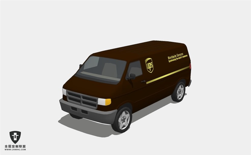 汽车Dodge_Ram_Van_UPS面包车SketchUp模型库草图大师模型下载