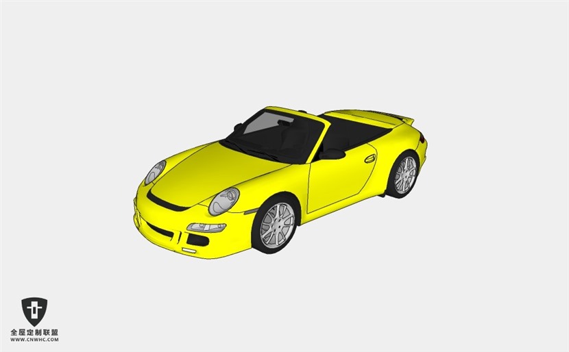 保时捷轿车汽车Porsche 911 Convertible敞篷跑车 SketchUp模型库草图大师模型下载