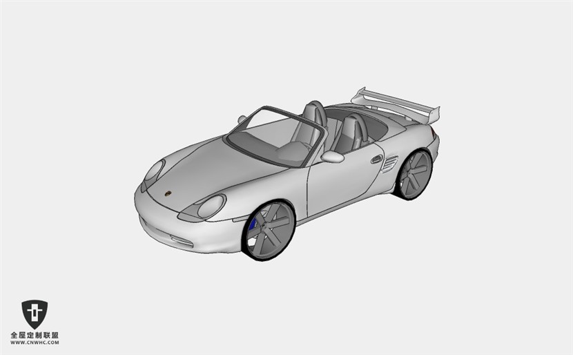 保时捷轿车汽车Porsche_Boxster跑车 SketchUp模型库草图大师模型下载