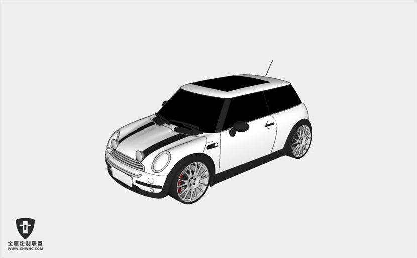 宝马迷你汽车The Italian Job White Mini Cooper轿车SketchUp模型库草图大师模型下载