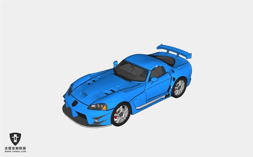 道奇超跑轿车Tuned Dodge Viper SRT-2跑车 SketchUp模型库草图大师模型下载