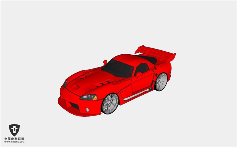 道奇超跑轿车Tuned Dodge Viper SRT跑车 SketchUp模型库草图大师模型下载