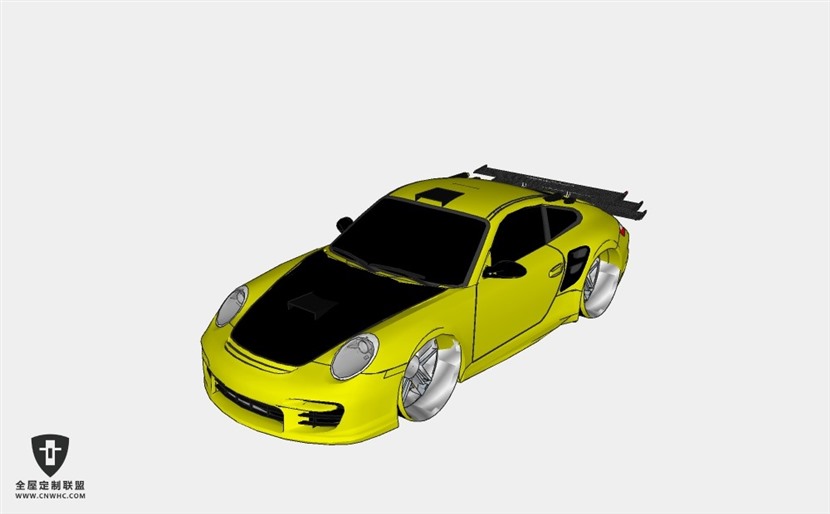 保时捷轿车汽车Tuned_Porsche赛车跑车 SketchUp模型库草图大师模型下载