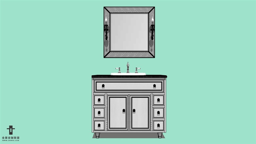 SketchUp草图大师面盆浴柜模型下载-046SKP模型