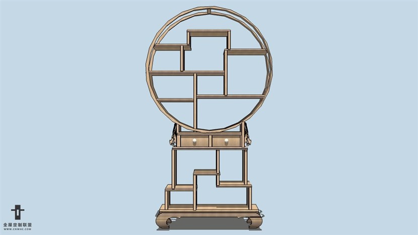 SketchUp草图大师中式风格家具博古架SU模型下载-098SKP模型