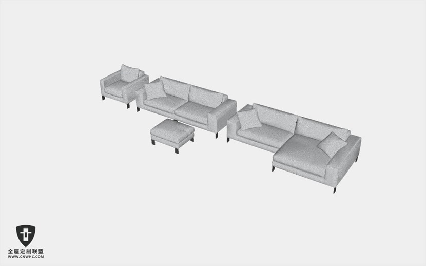 家具组合沙发SketchUp模型库草图大师模型下载Sofa-038