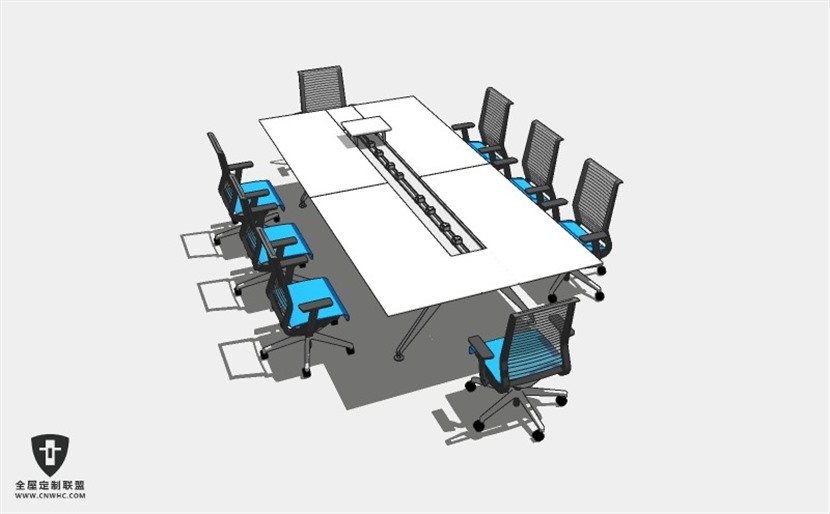 办公室家具会议桌椅子组合SketchUp模型库草图大师模型下载015