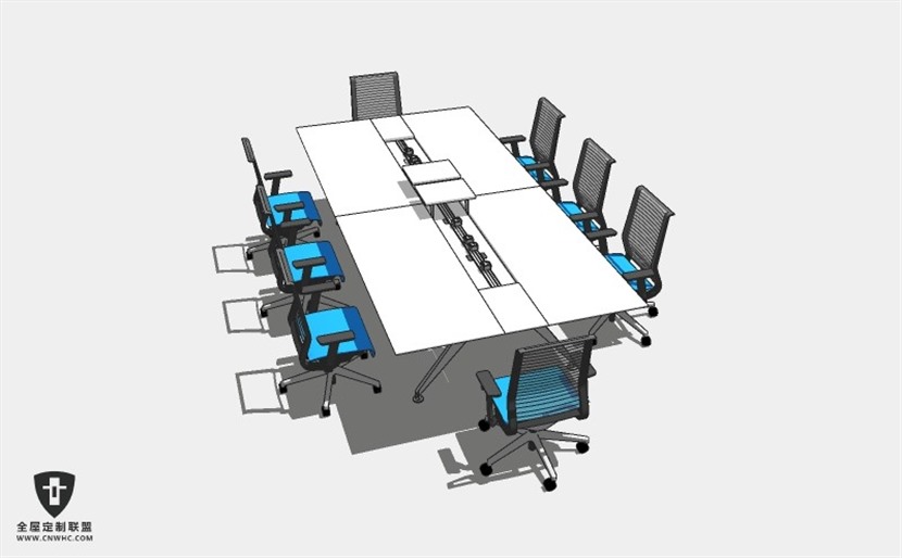 办公室家具会议桌椅子组合SketchUp模型库草图大师模型下载017