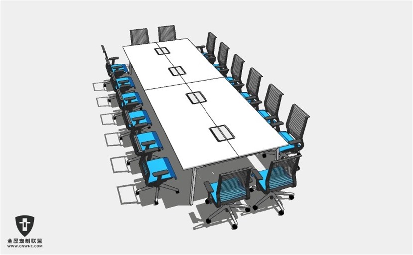 办公室家具会议桌椅子组合SketchUp模型库草图大师模型下载021