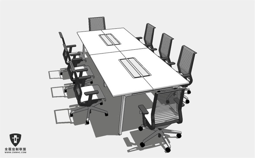 办公室家具会议桌椅子组合SketchUp模型库草图大师模型下载023