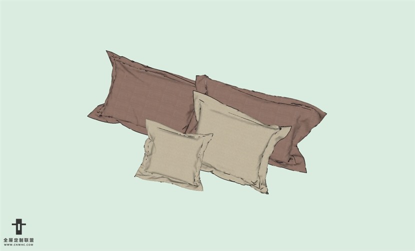 SketchUp草图大师精品布艺抱枕模型下载-pillows-449SKP模型