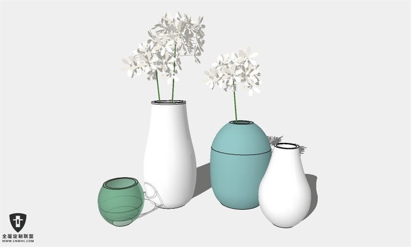 室内花瓶摆设装饰品SketchUp模型库草图大师模型下载Vase-127